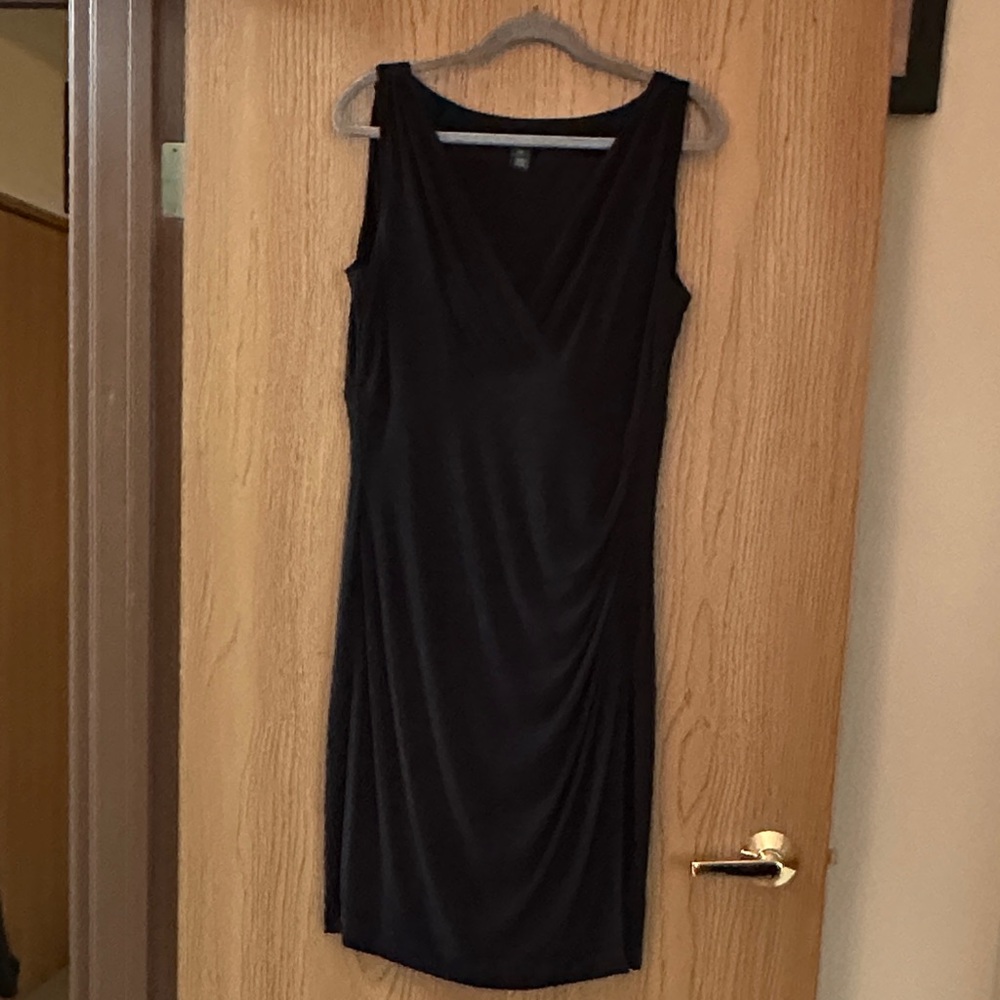 Never Worn! Ralph Lauren Black Ruched Midi Dress
